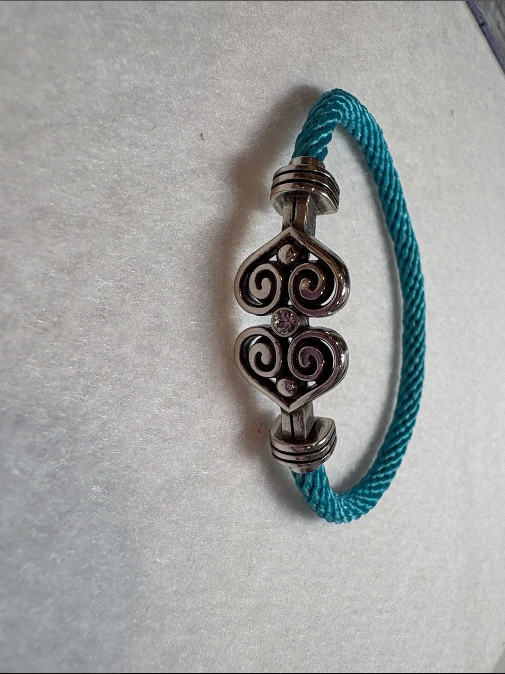 Brighton Teal Cord Bracelet with Silver Heart Motif